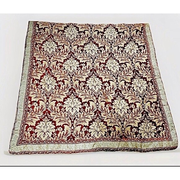 Croscill Arden Burgundy Gold Blue Floral Jacquard Comforter Queen Elegant Trim - Picture 2 of 11